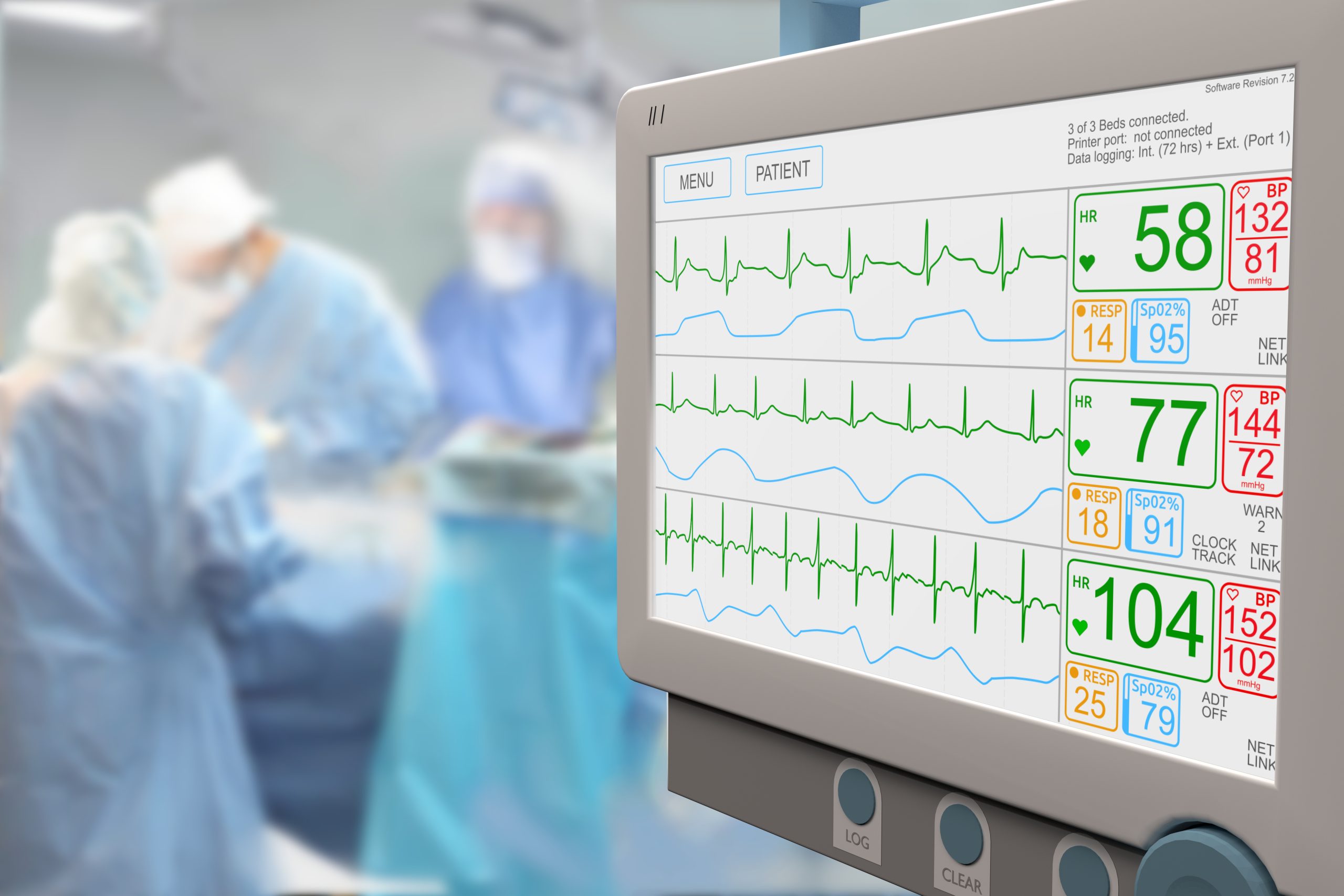 Intensive,Care,Unit,(icu),Lcd,Monitor,,Light,Screen,,With,An