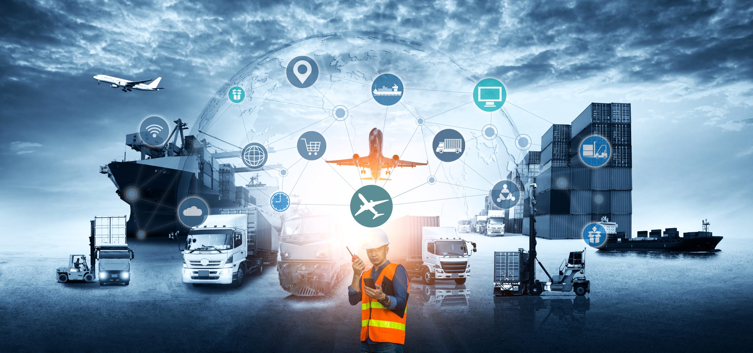 Distribution,Of,Logistics,Networks,On,Industrial,Freight,Planes,For,Fast