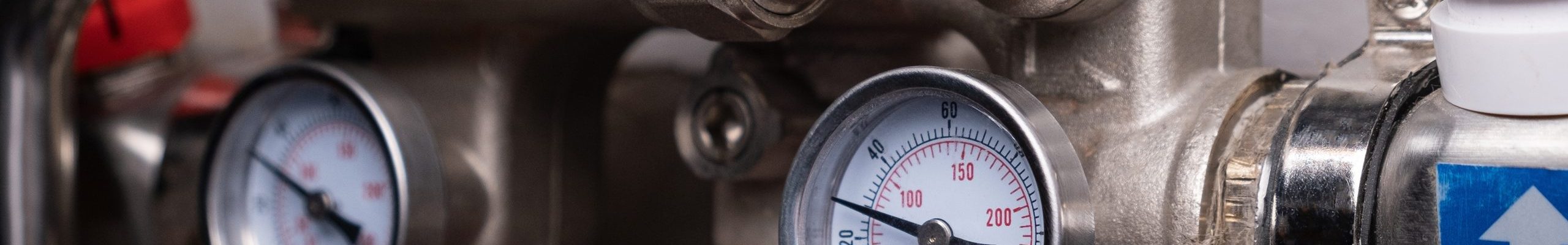 Complex,Residential,Heating,Manifold,System,With,Valves,,Gauges,,And,Piping